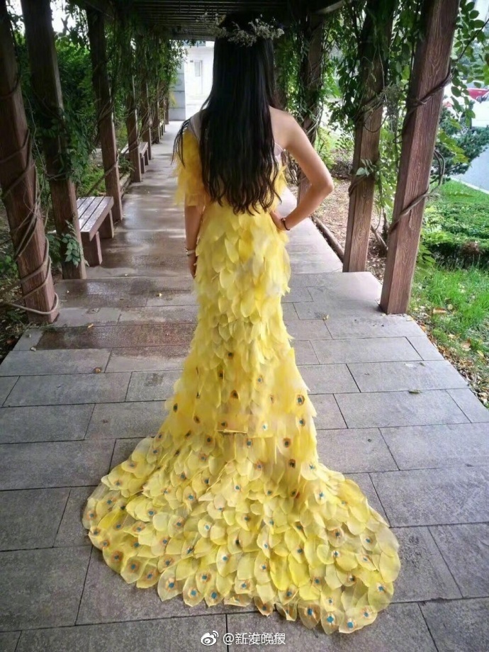 Chinese Students Spend 6 Months Stunning Dress Out of 6,000 Plant Leaves
