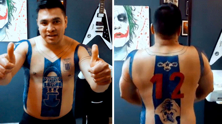 World Biggest Football Fan Gets His Clubs Jersey Tattooed On His Chest