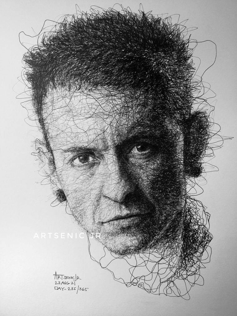 Self Taught Artist Uses Scribbling To Create Detailed Celebrity Portraits 